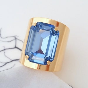 Light Sapphire Ring,Crystal Sapphire Ring,September Birthstone ring,Dusty blue Ring,Wide band sapphire ring,Chunky sapphire ring,Adjustable