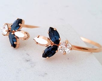 Bridal Bracelet,Rose gold bracelet,Navy blue bracelet,Bridemsmaids bracelet,Cuff Bracelet,Open cuff Bracelet,Crystal adjustable Bracelet