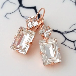 Bridal earrings,Crystal bridal earrings,Ractangle crystal drop earrings,Crystal earrings,Long drop earrings,Crystal Bridesmaids earrings