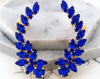 Sapphire earrings,Sapphire Blue Climbing Earrings,Sapphire Bridal Earrings,Sapphire earrings,Ear Crawlers,Earcuff Earring,Trendy Earrings
