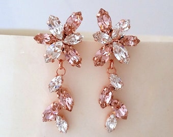 Blush earrings,Morganite earrings,Blush pink Bridal earrings,Pale pink earrings,Blush chandelier earrings,Blush bridesmaids drop earrings