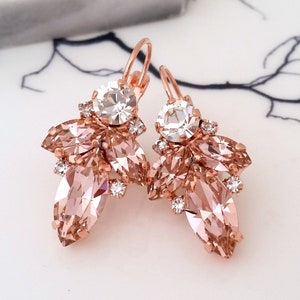 Blush earrings,Morganite earrings,Blush Bridal earrings,Pale pink earrings,Pink Crystal earrings,Morganite bridal earrings,Bridesmaid gift
