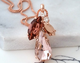 Blush necklace,Bridal necklace,Blush pendant necklace,Morganite necklace,Bridemaids gift,Rose gold necklace,Wedding necklace,