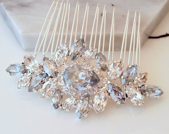 Bridal Hair Comb,Wedding Hair Accessory,Dusty blue Hair Comb,slate blue hair comb, Wedding headpiece,Crystal hair comb,Rhinestone head piece