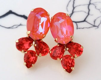 Orange earrings,Coral earrings,Orange glow earrings,Bridal earrings,Orange red earrings,Orange pink earrings,Red orange Bridesmaids earrings
