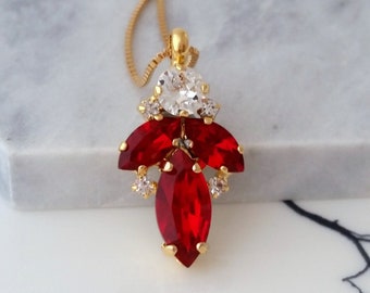 Red necklace,ruby red necklace,red Bridal necklace,red pendant necklace,ruby red necklace,Wedding necklace,Crystal necklace,Bridesmaid gif