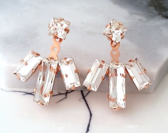 Bridal Ear Jacket,Rose Gold Ear Jacket,Crystal Ear jacket,Geometric Ear Jacket,Wedding Ear Jacket,Crystal Ear Jacket,Stud ear jacket