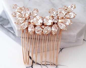 Bridal Hair Comb,Rose gold Hair Comb,Wedding Hair Accessory,opal Hair Comb,Wedding headpiece,Crystal hair comb,head piece,Gatsby Headpiece