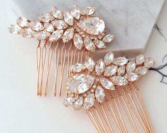 Bridal Hair Comb,Rose gold Hair Comb,Wedding Hair Accessory,opal Hair Comb,Wedding headpiece,Crystal hair comb,head piece,Gatsby Headpiece