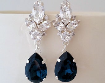 Sapphire Bridal earrings,Navy blue earrings drop,Navy blue bridal earrings,Blue chandelier earrings,Bridal earrings,wedding ,Bridesmaid gift