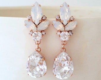 Bridal earrings,White opal earrings,Bridal opal earrings,Statement Earrings,Chandelier earrings,Crystal earrings,Bridemaids earrings