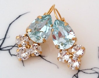 Aquamarine earrings, Aquamarine bridal earrings, Ice blue earrings, Teardrop light blue earrings, Aquamarine earrings,bridesmaids earrings