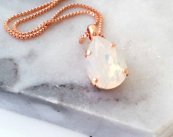 White opal necklace,White Opal teardrop Pendant,Bridal white Opal Necklace,Wedding White Opal Minimalistic Necklace,Opal Bridesmaids Gift
