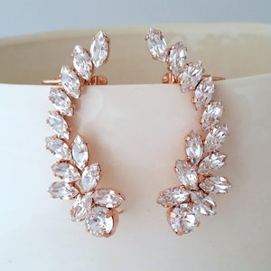 Climbing Earrings,Bridal climbing Earrings,Single/Pair,Ear Crawlers,Earcuff Earring,Crystal Earrings,Bridal Trendy Earrings,Ear Cuff