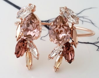 Blush bracelet,Bridal bracelet,Rose gold bracelet,Champagne crystal bracelet,Wedding bracelet,Wedding jewelry,blush crystal wedding jewlery