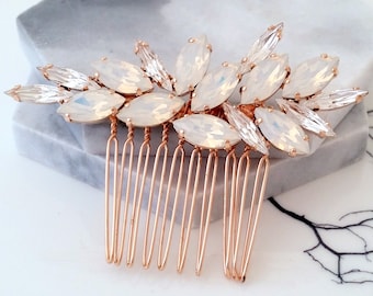 Bridal Hair Comb,White opal Hair Comb,Wedding Hair Accessory,Wedding headpiece,Crystal hair comb,Statement head piece,Gatsby Headpiece