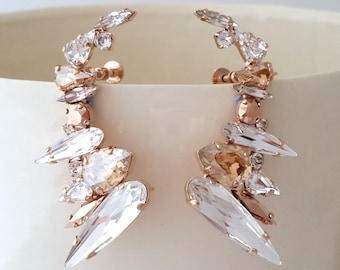Climbing Earrings,Bridal climbing Earrings,Ear Crawlers, Single/Pair,Earcuff Earring,Crystal Earrings,Bridal Trendy Earrings,Ear Cuff