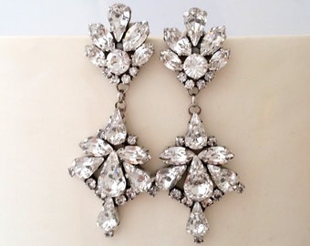 Bridal earrings,Long chandelier earrings,Wedding earrings,Bridal earrings,Vintage earrings,Crystal crystal earrings,Bridal jewelry