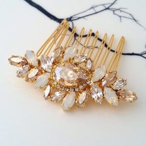 Champagne Bridal Hair Comb,Wedding Hair Accessory,White opal Hair Comb,Blush hair comb,Wedding headpiece,Crystal hair comb,Gatsby Headpiece