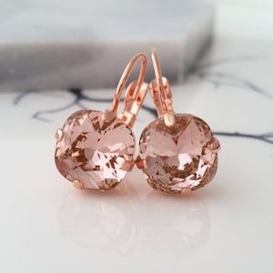 Blush pink earrings, Morganite pink earrings, 10mm blush earrings, Cushion cut earrings,Blush pink bridal earrings,blush bridesmids earrings