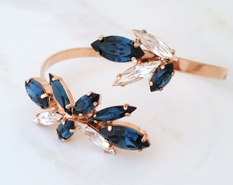 Navy blue bracelet,Sapphire Bridal bracelet,Blue cuff bracelet,Bridesmaids gift,blue cuff,Cuff bracelet,Bridal jewelry,Crystal bracelet