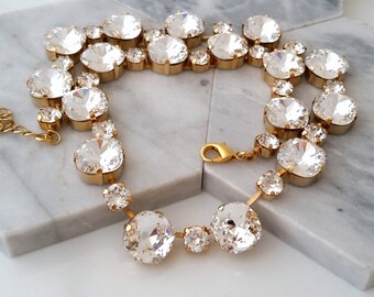 Bridal necklace,Crystals necklace,Statement necklace, crystal necklace,Tennis necklace,Wedding jewelry,chuncky Statement,Cocktail