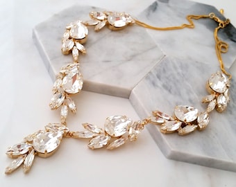 Bridal necklace,Crystal Bridal necklace,Y necklace,crystal necklace,Statement necklace,Wedding necklace,Crystal necklace