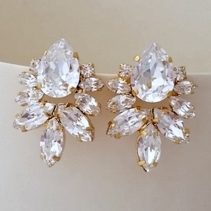 Bridal crystal Earrings,Bridal stud Earrings,Large Bridal Earrings,Bridesmaids crystal Earrings,Crystal Bridal Earrings, large earrings