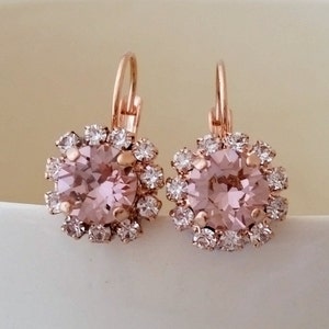 Morganite earrings,Blush earrings,Bridal earrings,Rose gold Morganite earrings,blush drop earrings,blush pink bridesmaid gift,bridal earring