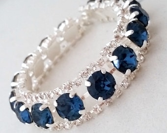Navy blue bracelet,Navy blue crystal bracelet, Sapphire bridal bracelet,Navy Blue bridesmaid gift,Tennis bracelet, Crystal bracelet