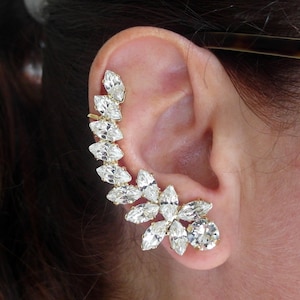 Climbing Earrings,Bridal climbing Earrings,Ear Crawlers,Earcuff Earring,Gold earrings,crystal Earrings,Bridal Trendy Earrings,Ear Cuff