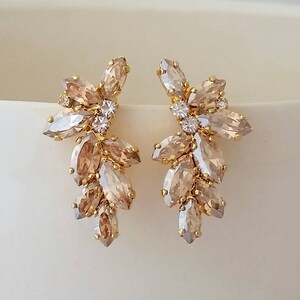 Bridal Earrings,champagne Earrings,crystal Crystal Earrings,champagne ...