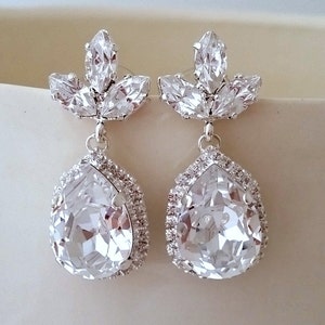 Bridal earrings, Clear Chandelier earrings,Clear bridal earrings, Crystal earrings, Clear bridesmaid earrings, Drop earrings,Silver or gold