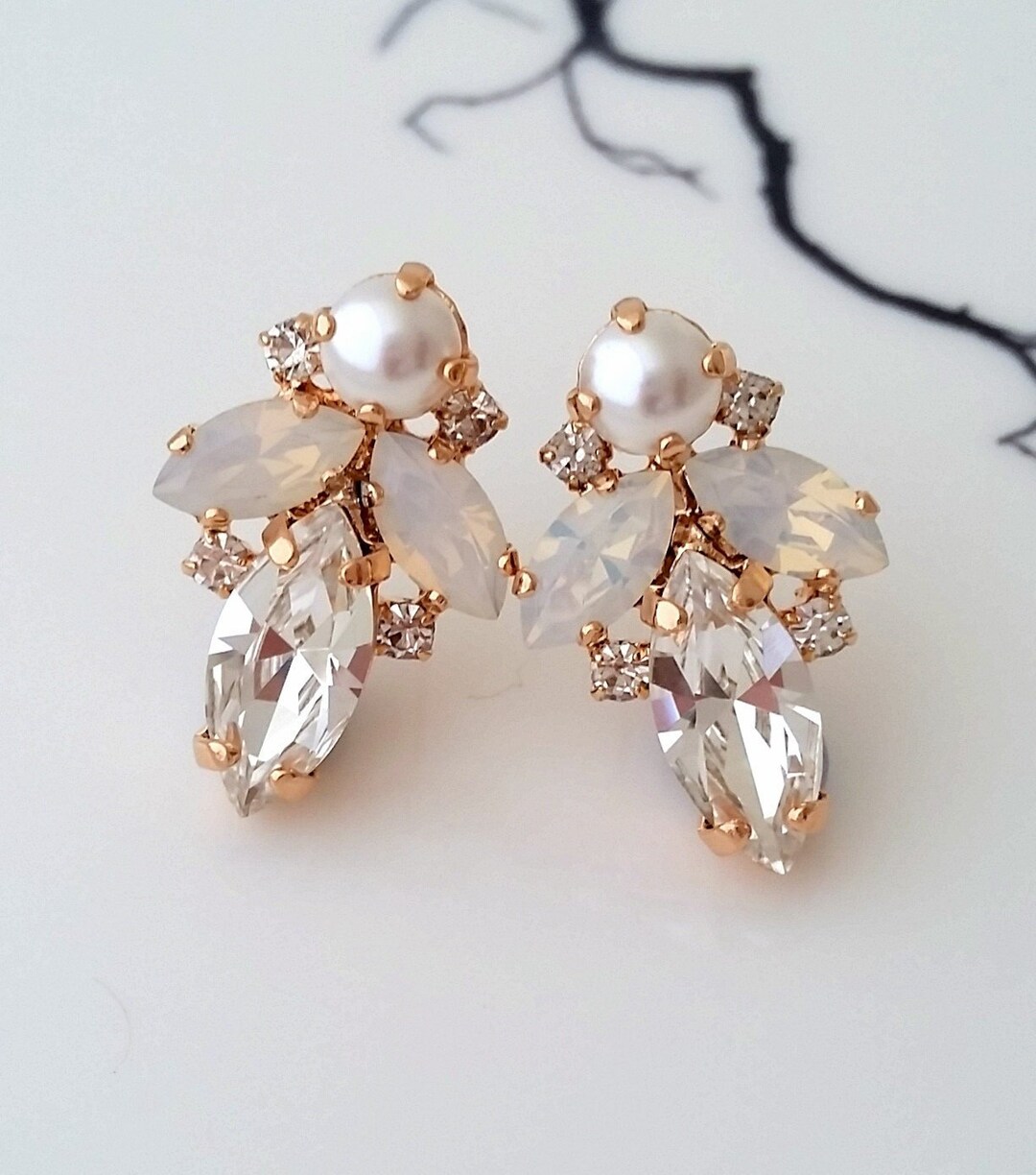 Bridal Earrings Pearlwhite Opal Earringspearl - Etsy