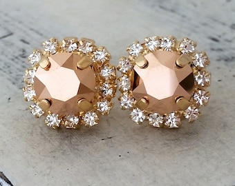 Rose gold earring,rose gold bridal earrings,rose gold bridesmaid earring,Crystal crystal earring,crystal stud earrings,rose gold wedding