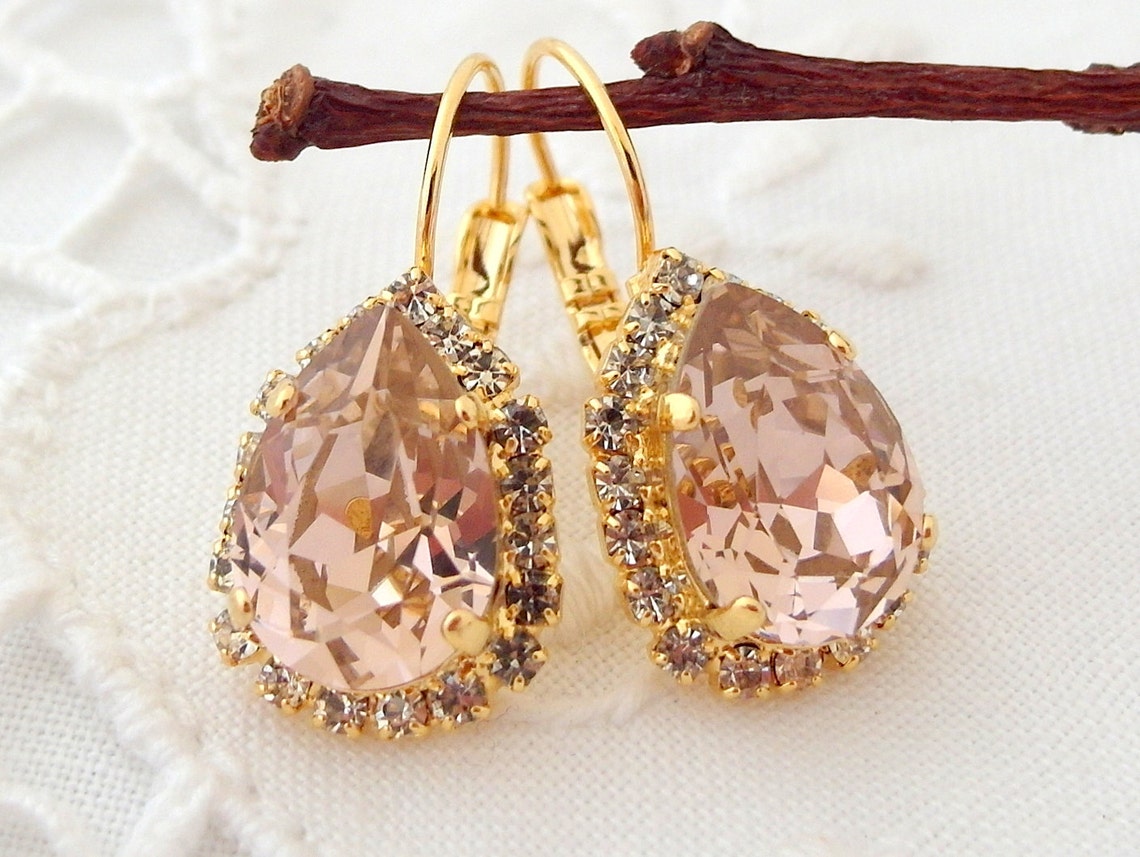 Gem Drop Earrings in Blush main image 1