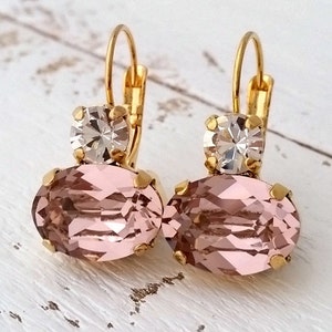 Blush earrings,Morganite earrings,Blush pink Bridesmaids gifts,Blush pink Crystal earrings, Dangle earrings, Bridal earrings,Gold earrings
