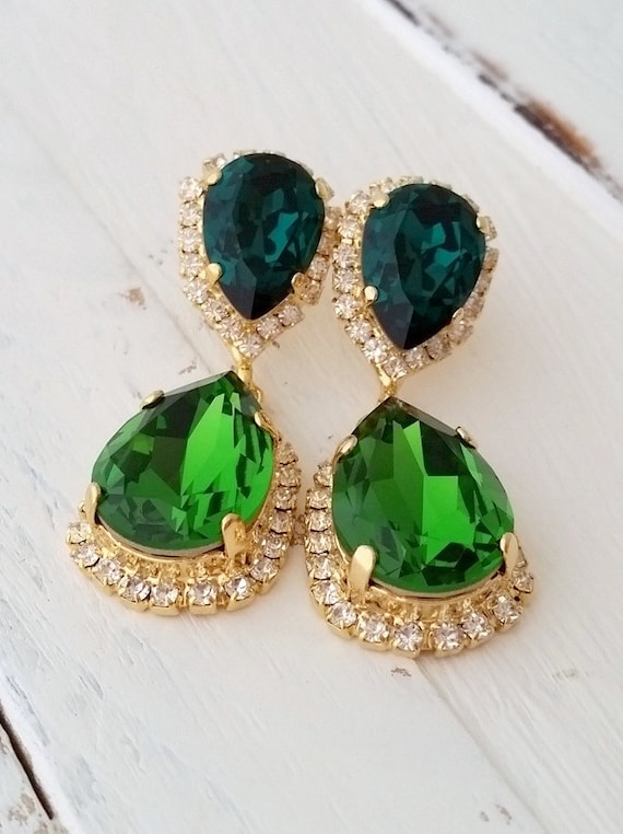 Emerald earringsEmerald green chandelier earringsemerald | Etsy