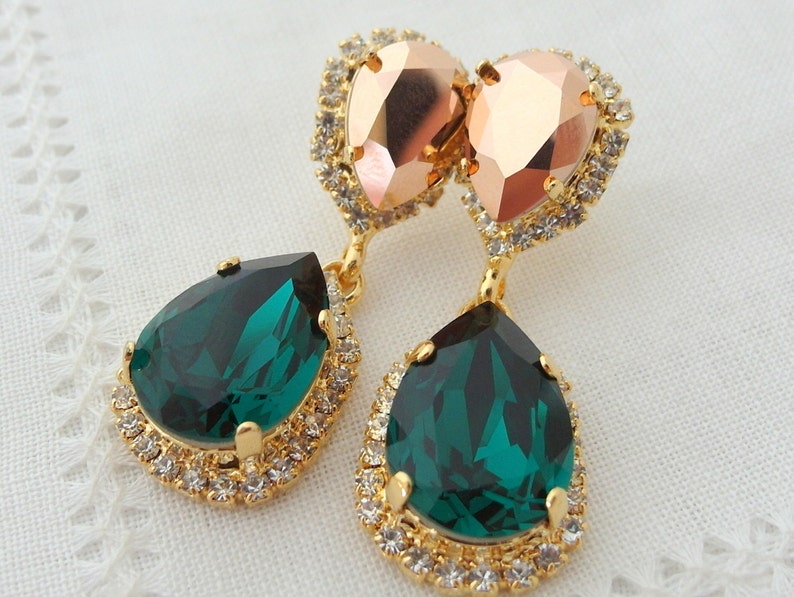 Rose Gold Green Hanging Crystal E/R