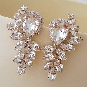 Bridal earrings, Crystal statement earrings,  Extra large cluster earrings, Crystal crystal earrings, Gastby style