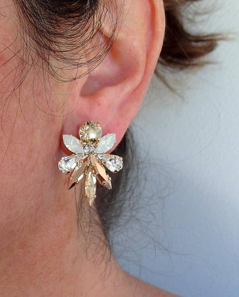 Ashley Crystal Earring in Dusty White