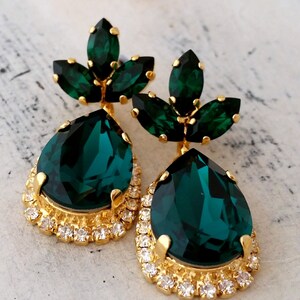 Emerald Earrings,emerald Green Chandelier Earrings,emerald Bridal ...