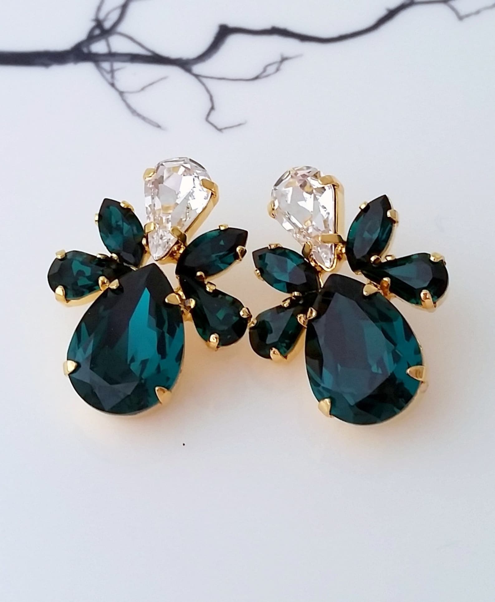 Emerald Earringsemerald Bridal Earringsemerlad Green Etsy