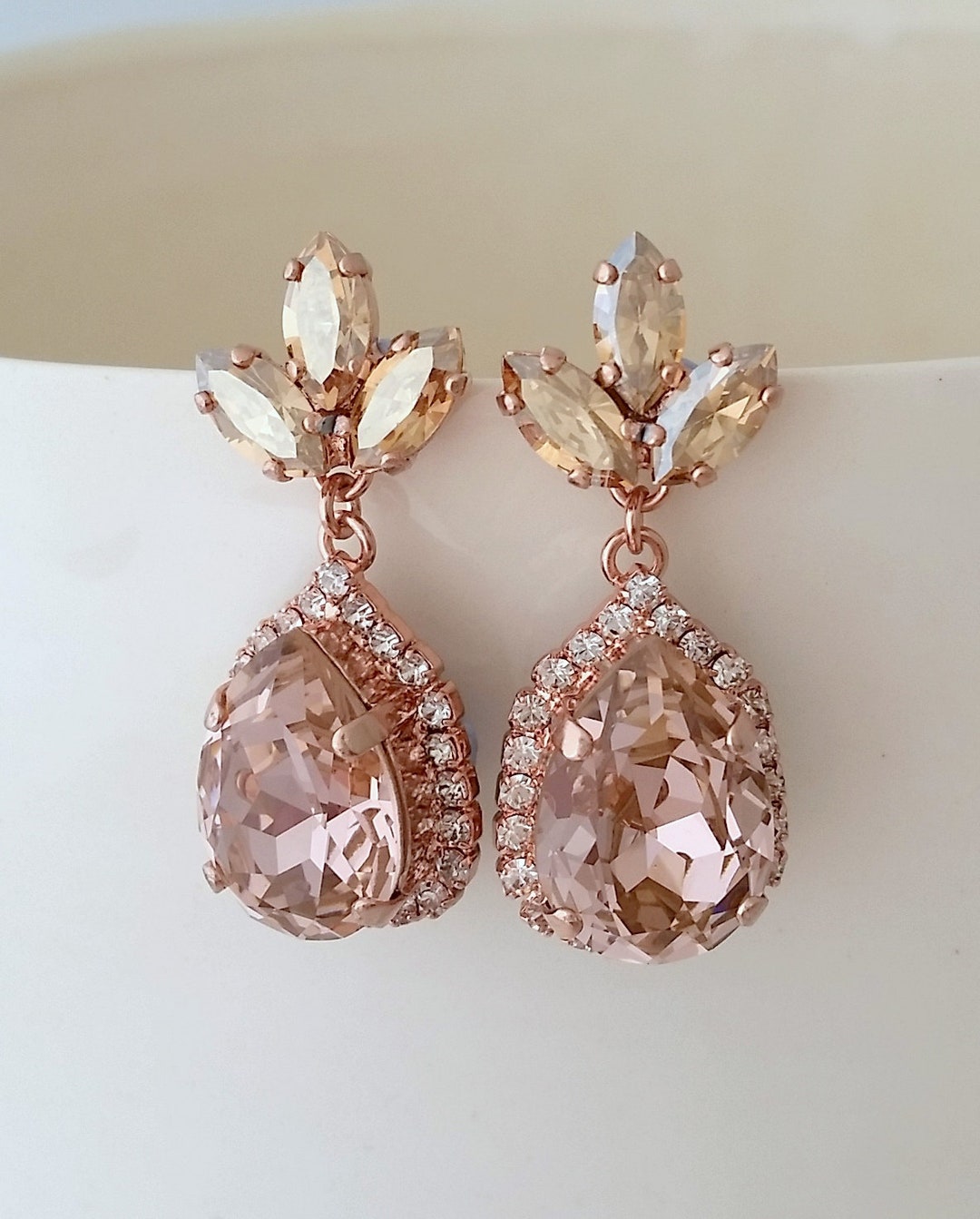 Blush Earrings,blush Chandelier Earrings,champagne Earrings,blush
