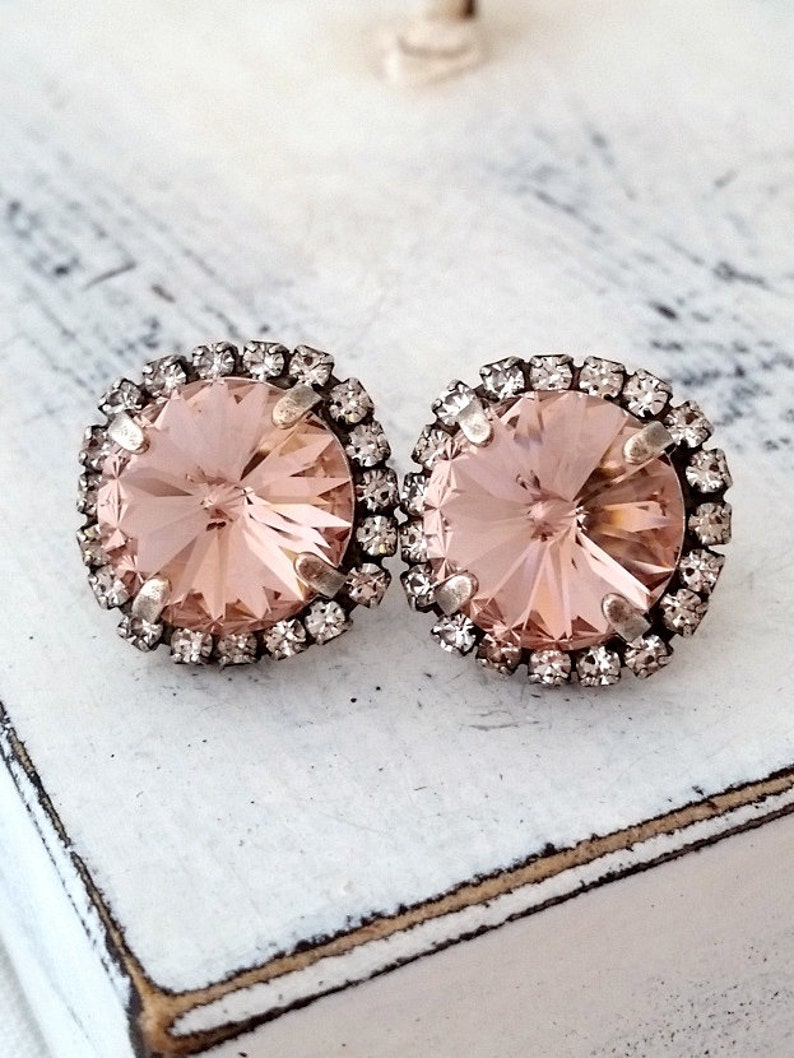 Blush Earringsblush Pink Stud Earringsoxidized - Etsy