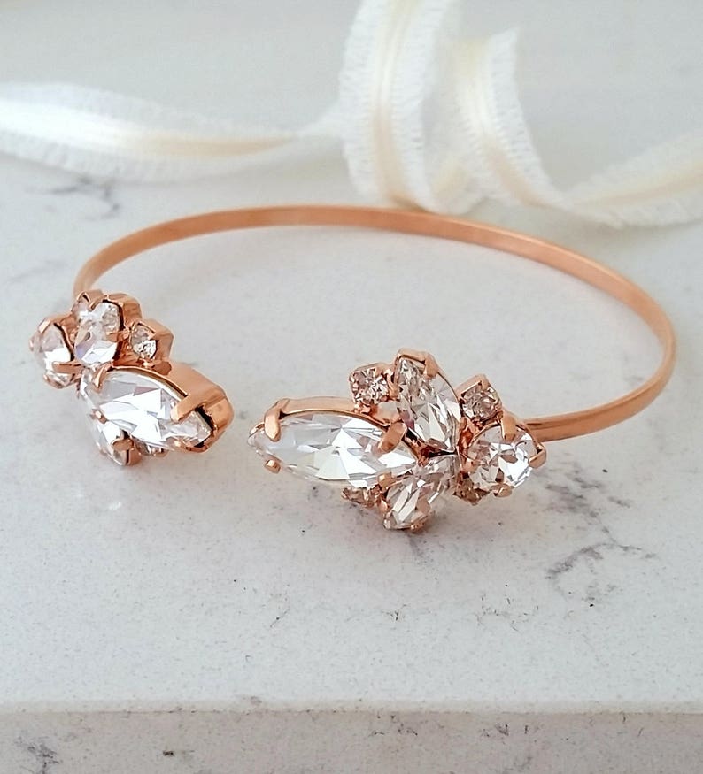 Bridal earrings drop,Rose gold earrings,Clear crystal earrings,Crystal drop earrings,Bridesmaid gift,Petite earrings,Vintage Bridal earrings image 5