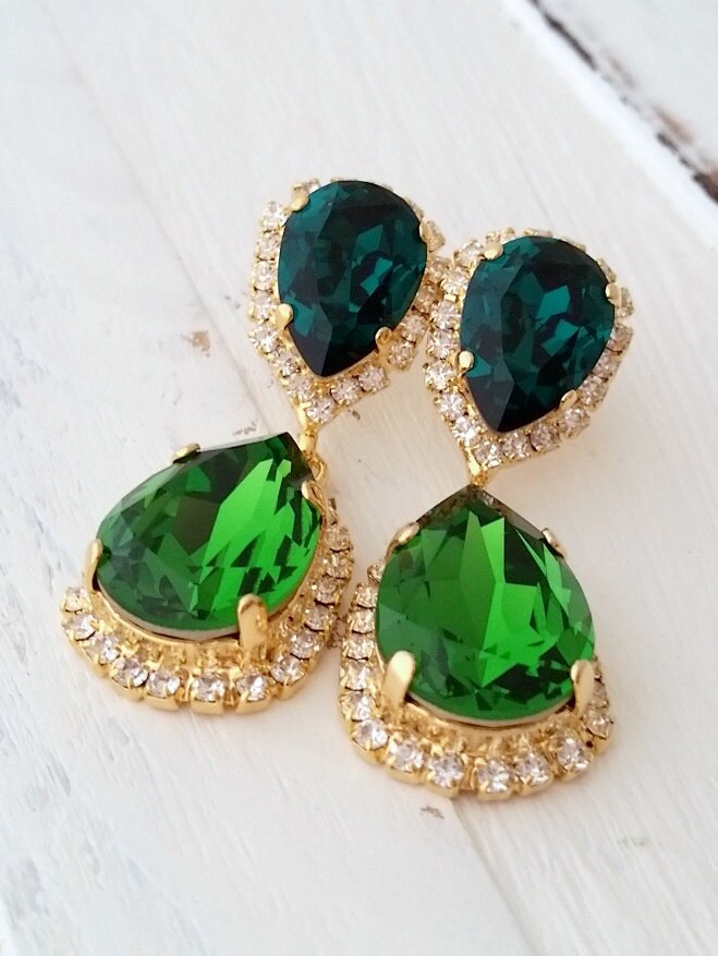 Emerald Earringsemerald Green Chandelier Earringsemerald - Etsy Israel