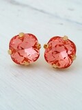 Coral earrings, Orange earrings, Rose peach earrings, Coral Bridesmaids jewelry, Cushion cut earrings, Bridesmaids gift, Bridal earrings product logo