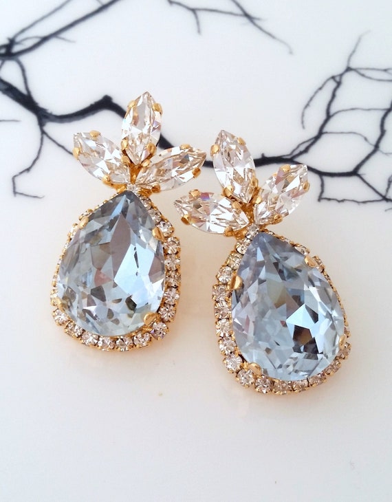 Dusty blue bridal earrings deals