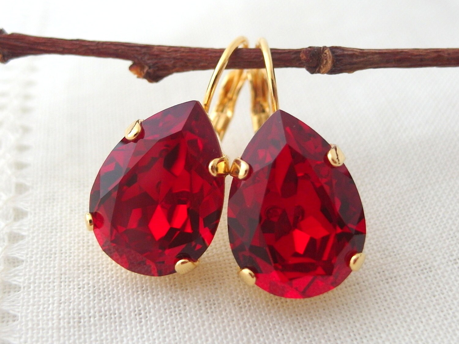 Ruby leverback earrings deals